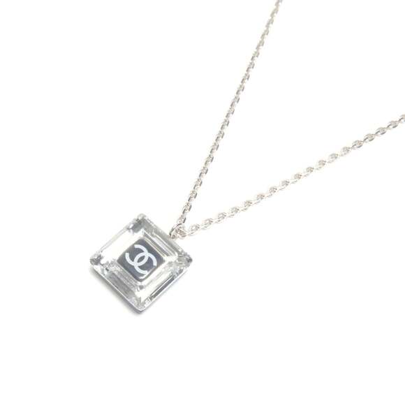CHANEL Silver Logo Necklace